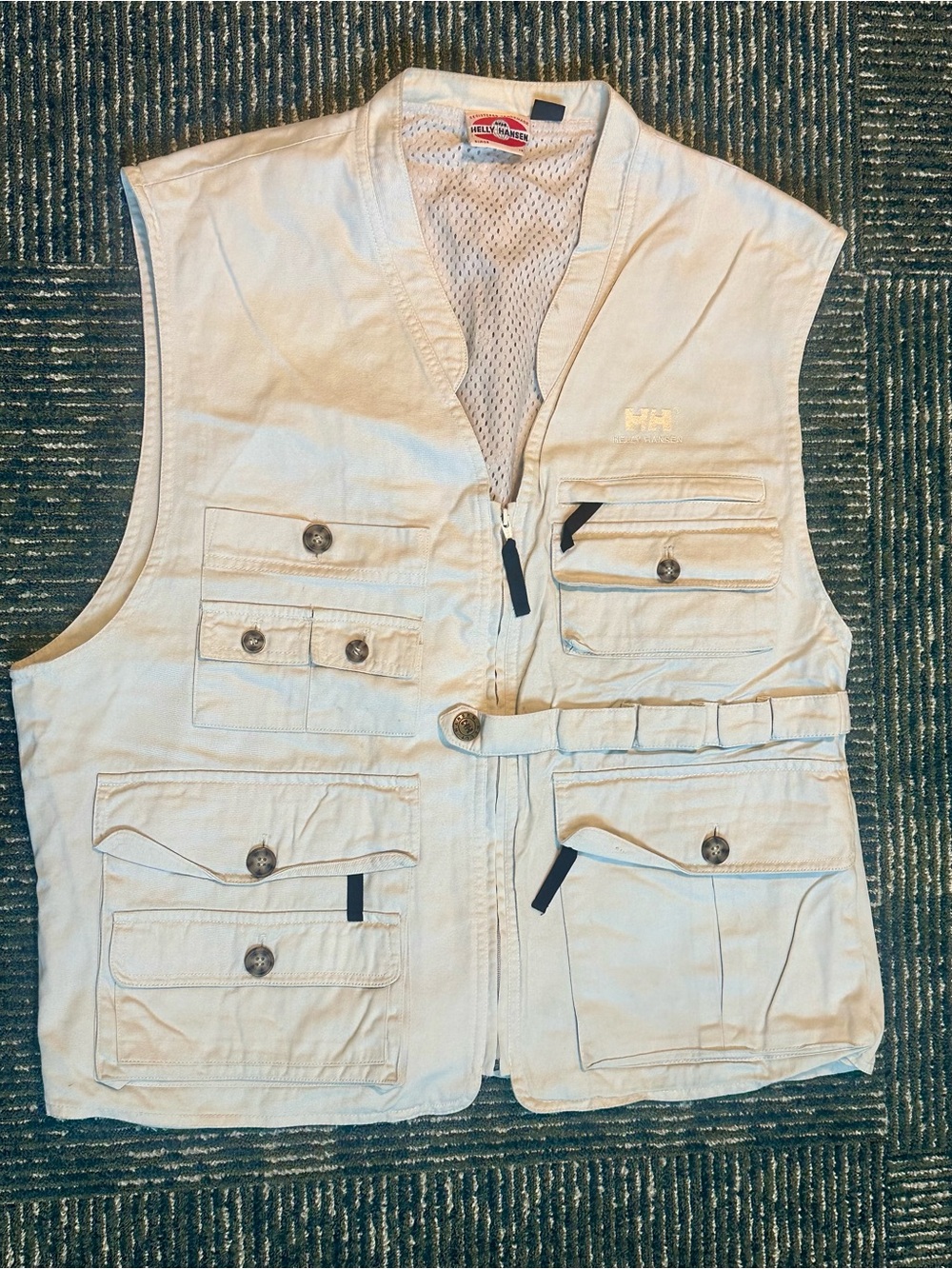 Helly Hansen Utility Vest Fishing Workwear Outdoors Angler Ivory Cotton Large